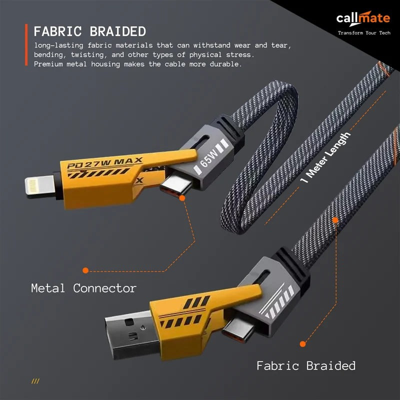 🇵🇰 Azadi Sale – Buy 2-Fast Charging 4-in-1 Multi Cables-995