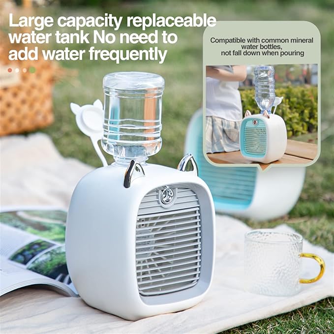 Mini Rechargeable Fan & Humidifier With Water Bottle-2300