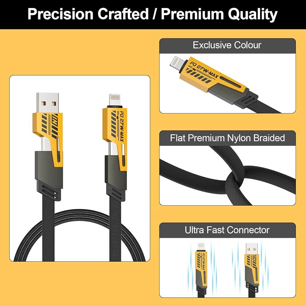 4 in 1 USB Charging Cable  PD 65W 27W Fast Charging