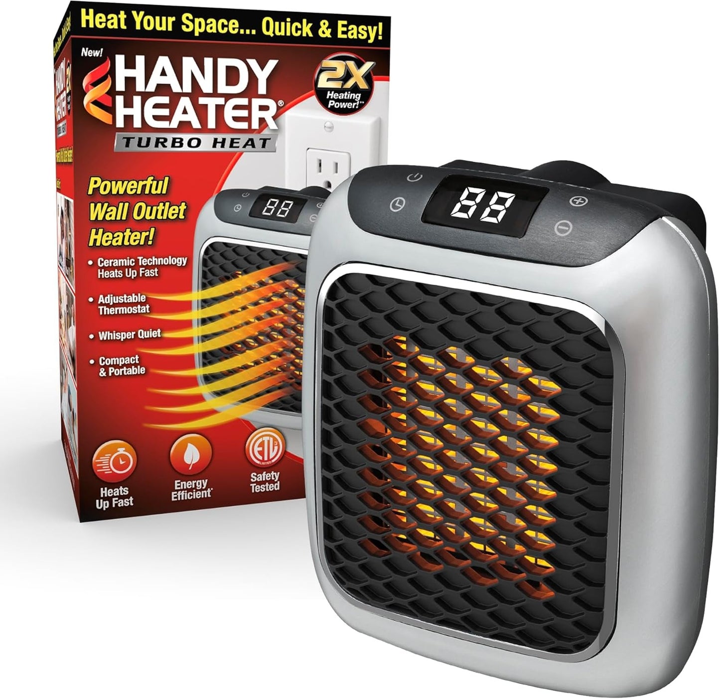 Handy Heater 800watts Wall Mounted Outlet Small Space Heater With Adjustable Thermostat
