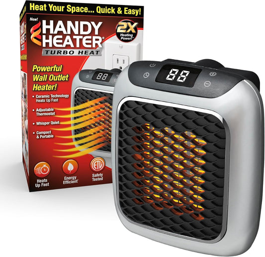Handy Heater 800watts Wall Mounted Outlet Small Space Heater With Adjustable Thermostat