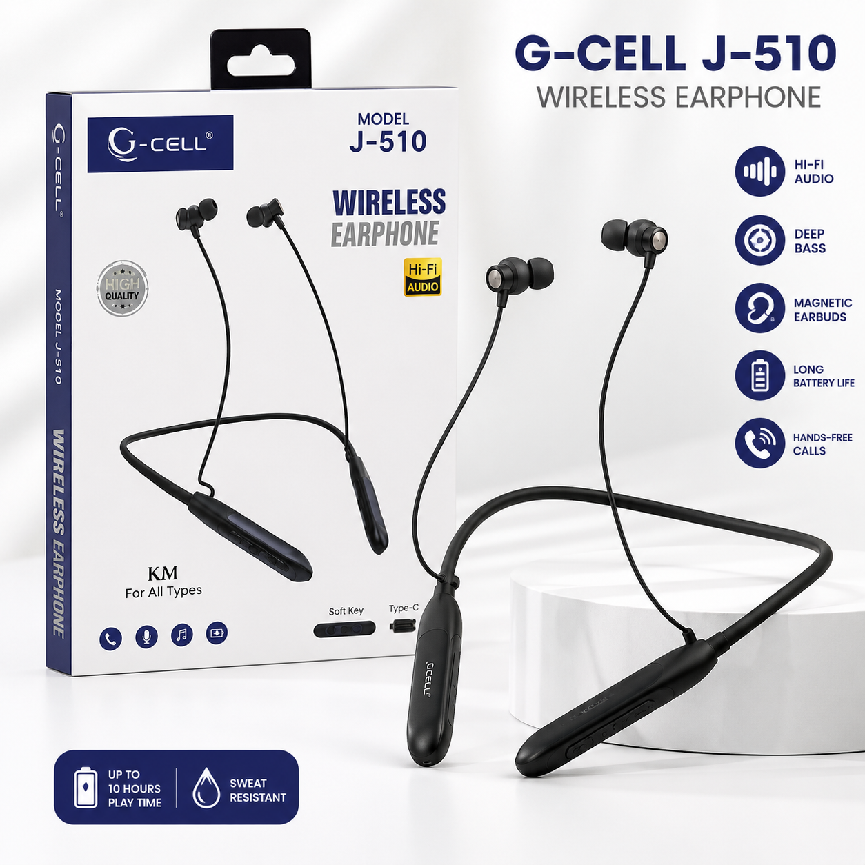 J-Cell Neckband Wireless Earphones - Magnetic, Bluetooth , Waterproof