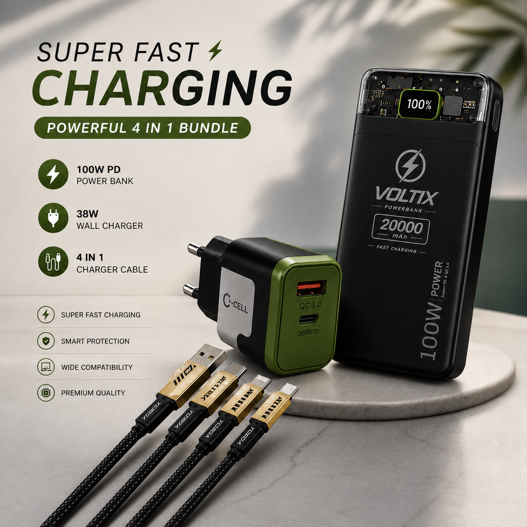 ⚡ 20000mAh Power Bank + 38W Charger + 4 In 1 Cable-2795