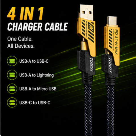 TURBO SUPER FAST CHARGER WITH 4 IN 1 CABLE