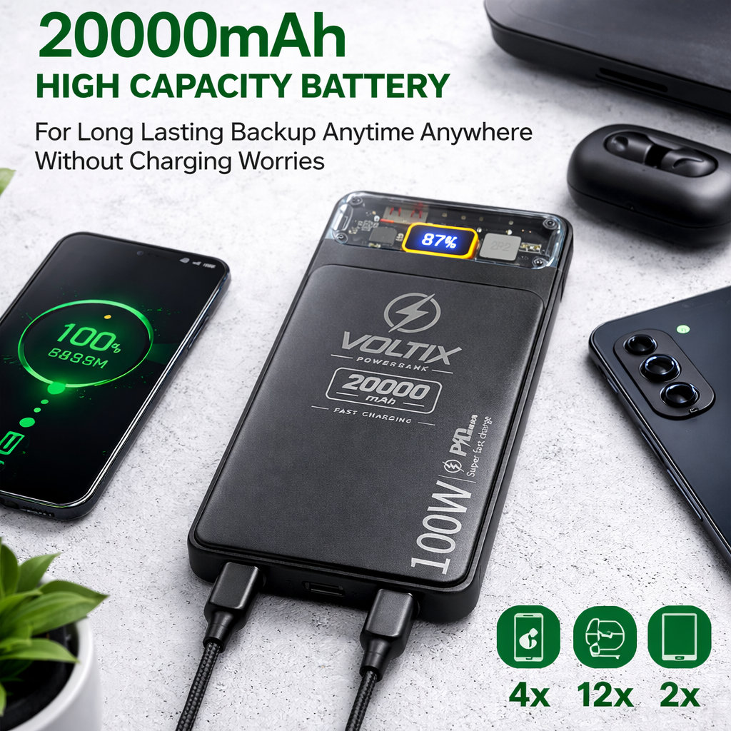 Voltix 20000Mah Power bank With 4in1 Cable-2300