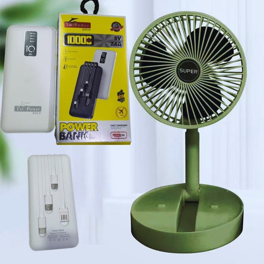 Folding Fan With Power Bank & Led Light (50%OFF)