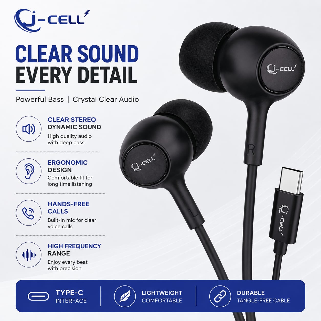 J-CELL J-460/461  Wired Earphone – Clear Sound & Deep Bass | Rs-1190