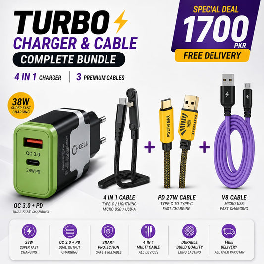 Fast Charger With 3 Cables Deal Bundle |RS-1700