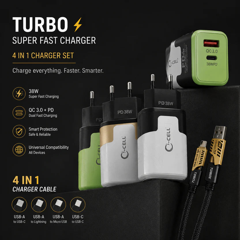 ⚡ 20000mAh Power Bank + 38W Charger + 4 In 1 Cable-2495