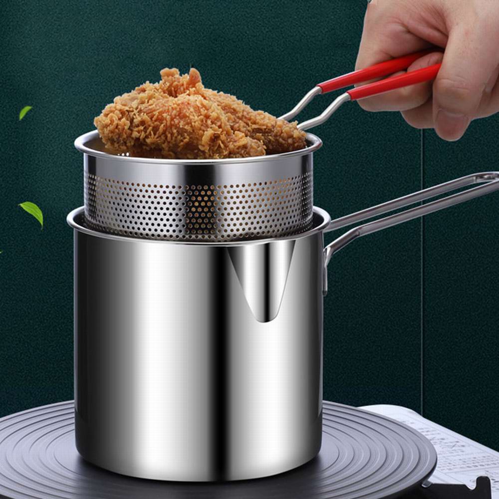 Stainless Steel Deep Frying Pot With Strainer