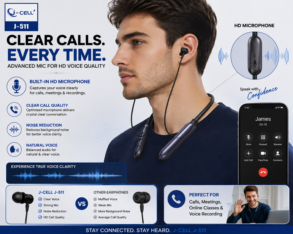J-Cell-511 Neckband Wireless Earphones - Magnetic, Bluetooth , Waterproof
